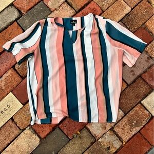 Worthington Pink and Blue Striped Blouse